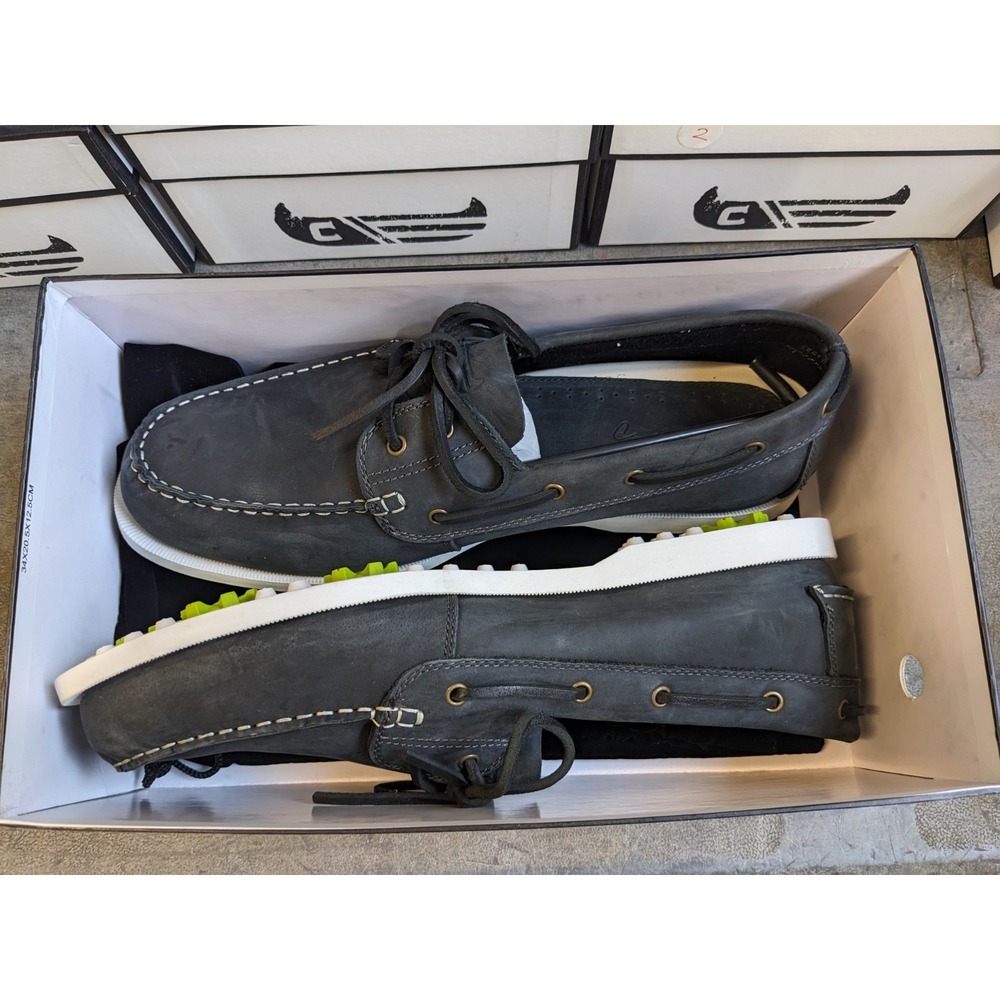Canoos 2.0 Golf Shoes Mens 13 Dark Gray & White Leather Boat Shoe Loafer - Picture 5 of 6